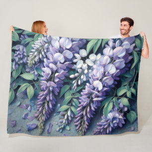 Hard Pastel Tekening Paarse Wisteria Fleece Deken