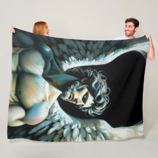 Hard Pastel Tekening Prachtige Engel Fleece Deken (In situ)