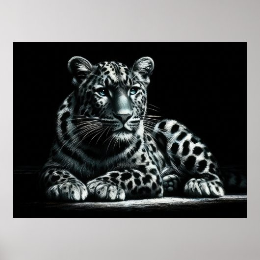 Hard Pastel Tekening Sneeuw Leopard II Poster (Voorkant)
