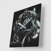 Hard Pastel Tekening Sneeuw Leopard III Vierkante Klok (Hoek)