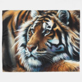 Hard Pastel Tekening Tijger Fleece Deken (Voorkant (Horizontaal))