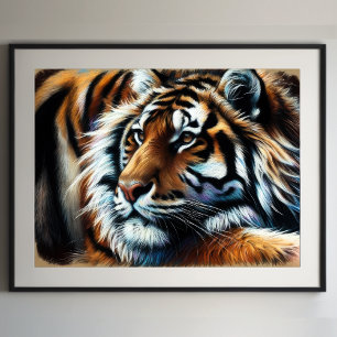 Hard Pastel Tekening Tijger Poster