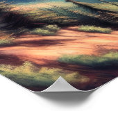 Hard Pastel Tekening van Berglandschap II Poster (Hoek)