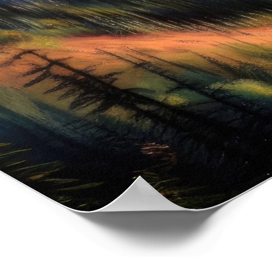 Hard Pastel Tekening van Berglandschap Poster (Hoek)