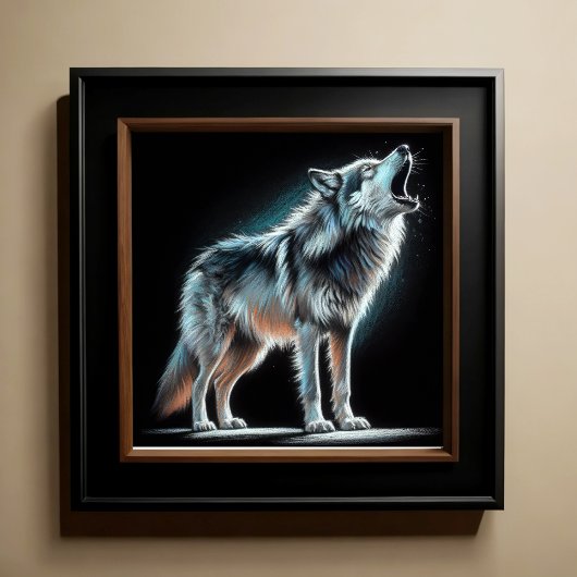 Hard Pastel Tekening Wolf Poster