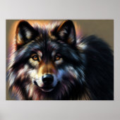 Hard Pastel Tekening Wolf Poster (Voorkant)