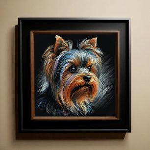 Hard Pastel Tekening Yorkshire Terrier Yorkie Poster
