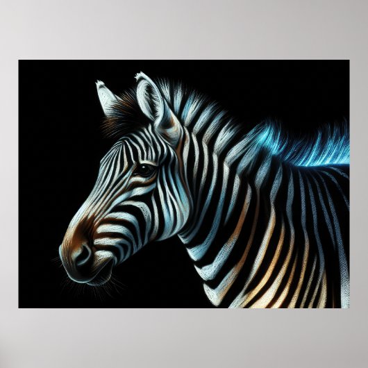 Hard Pastel Tekening Zebra Poster (Voorkant)