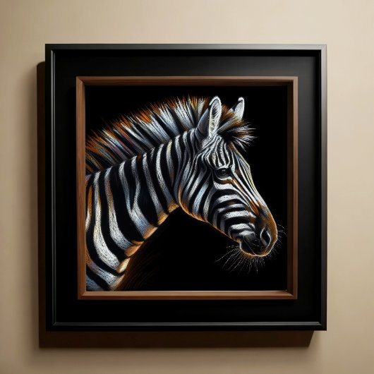 Hard Pastel Tekening Zebra Poster
