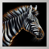 Hard Pastel Tekening Zebra Poster (Voorkant)