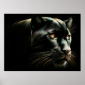 Hard Pastel Tekening Zwarte Panther Poster (Voorkant)