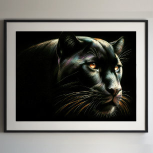Hard Pastel Tekening Zwarte Panther Poster