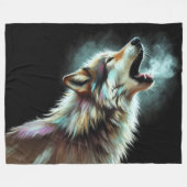 Hard Pastel Wolf op Zwart Fleece Deken (Voorkant (Horizontaal))