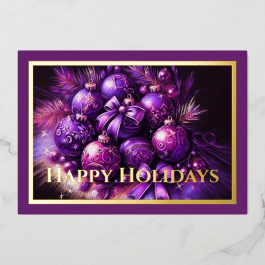 Hard pastelkrijt tekening Kerstmotief Feest Paars Folie Feestdagenkaart (Voorkant)