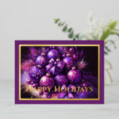 Hard pastelkrijt tekening Kerstmotief Feest Paars Folie Feestdagenkaart (Staand Voorkant)