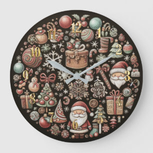 Hard Pastels Tekening Kerstmis Motieven Grote Klok