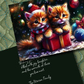Hard pasteltekening kerst Kittens Kaart