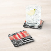 Hard Plastic Coaster – Red Pulse Abstract Design Bier Onderzetter (Rechterzijde)