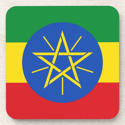 Hard plastic onderzetter met vlag van Ethiopië (Voorkant)