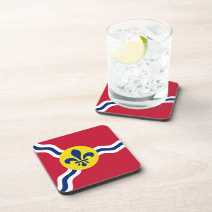 Hard plastic onderzetter met vlag van St. Louis