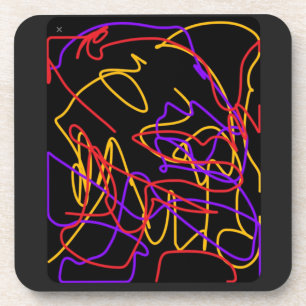 Hard plastic onderzetters set Neon abstracte kunst