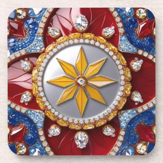 Hard plastisch onderzetter met Colombiaanse kleure (Voorkant)