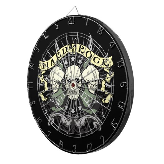 Hard Rock and Roll Skulls Gitaar Dartbord (Voorkant Rechts)
