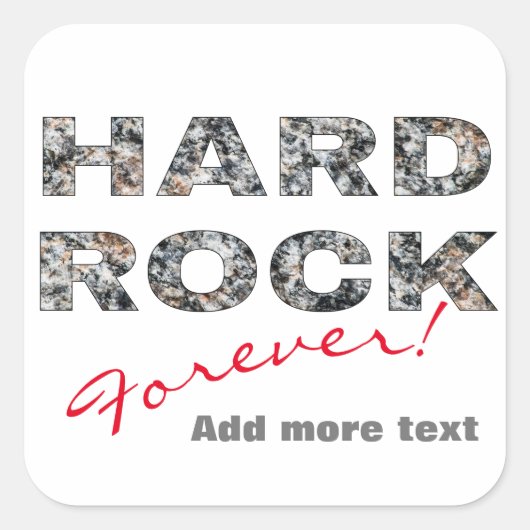 Hard Rock Granite-tekst Vierkante Sticker (Voorkant)