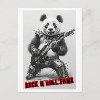 Hard Rocker Panda speelt elektrische gitaar op Feestdagenkaart