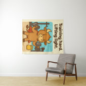 Hard trainen, licht tillen - Funny Bullio Gym Ta Wandkleed (In Situ (horizontaal))