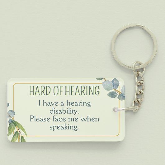 Hard van horen Doofheid Alert Groene bladeren Sleutelhanger