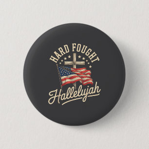 Hard Verworven Hallelujah Kruis Amerikaanse Vlag J Ronde Button 5,7 Cm