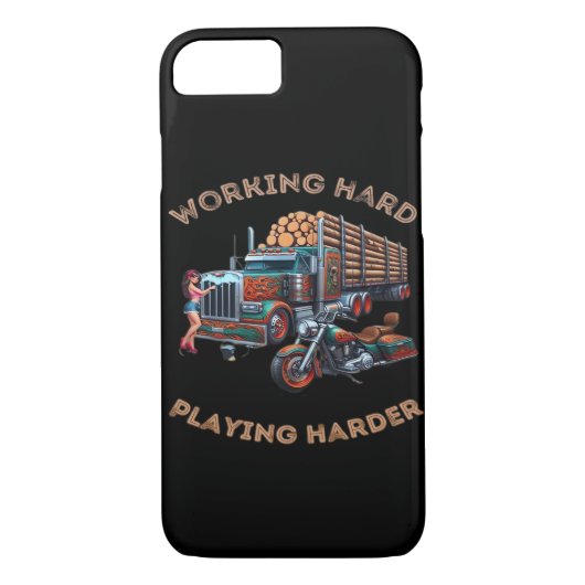 Hard werken Big Rig - Speel zo hard Case-Mate iPhone Case (Achterkant)