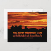 Hard werken en Luck Post Kaart (Voorkant / Achterkant)