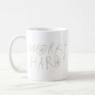 Hard werken handgetekende typografie koffiemok