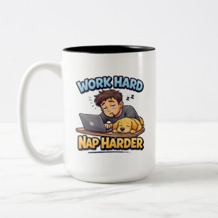 Hard Werken Harder Pitten Hond Grappige Motivatie Tweekleurige Koffiemok
