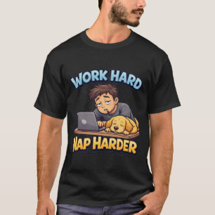 Hard werken, nog harder slapen Hond Grappige Motiv T-shirt