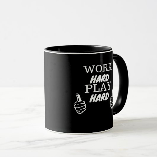 Hard werken Play Hard Black Achtergrond Fitted V-h Mok (Voorkant rechts)