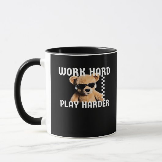 Hard werken Play Hard- Teddy Bear Classic Mok (Links)