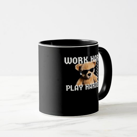 Hard werken Play Hard- Teddy Bear Classic Mok (Voorkant rechts)