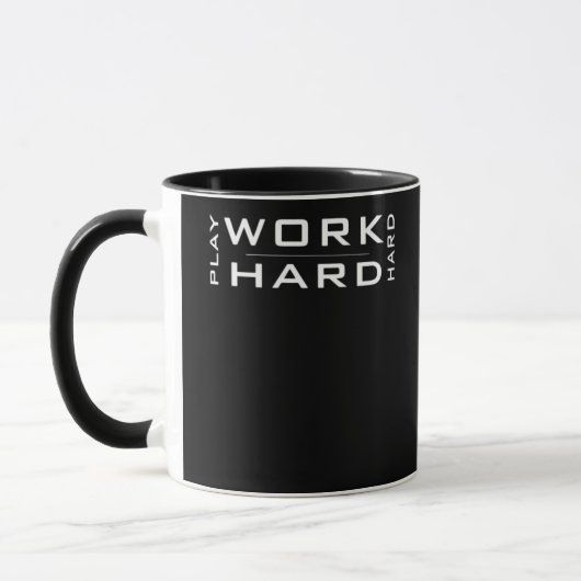 Hard werken Play Hard White & Black Classic Mok (Links)