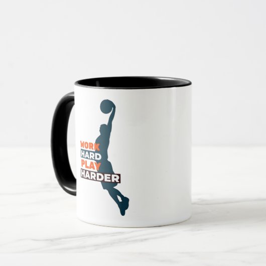 Hard werken Speel zo hard basketbalspeler Classic Mok (Voorkant links)