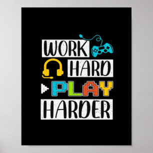 Hard werken Speel zo hard Grappig en Trending Quot Poster