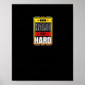 Hard werken Speel zo hard Grappig Trending Poster (Voorkant)
