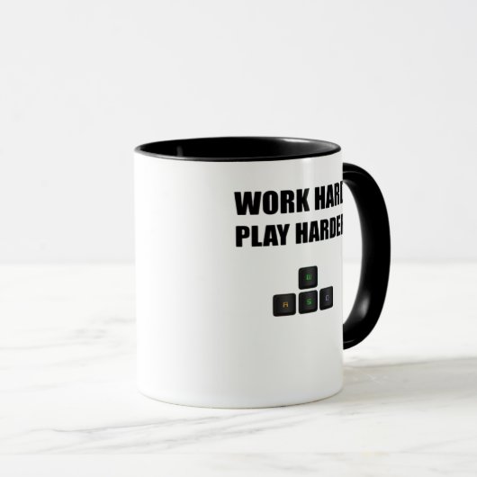 Hard werken Speel zo hard - RGB Mok (Voorkant rechts)