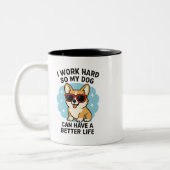 Hard Werken Voor Mijn Hond Tweekleurige Koffiemok (Links)
