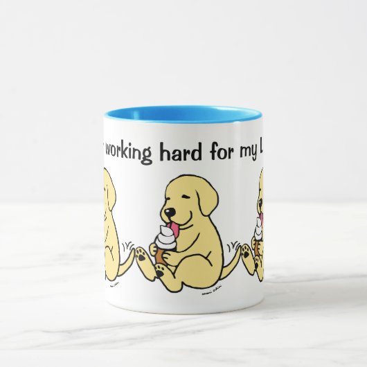 hard werken voor mijn labs! Mok gele labradors (Midden)