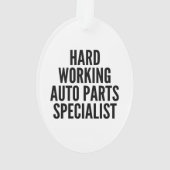 Hard werkende auto-onderdelen specialist ornament (achterkant)