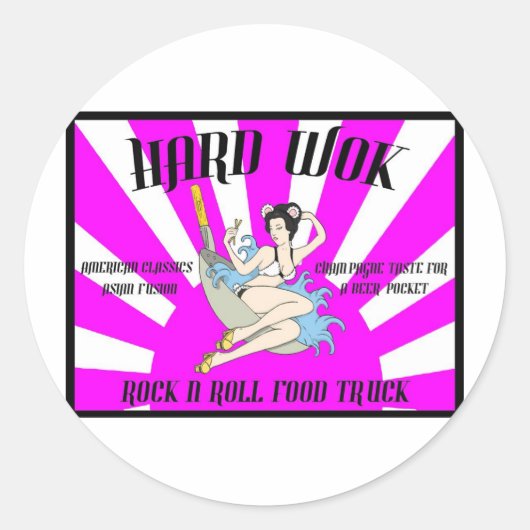  Hard Wok Cafe teken Ronde Sticker (Voorkant)