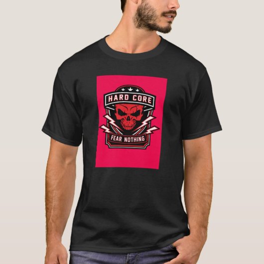 Hardcore Angst Niets Red Skull Badge T-shirt (Voorkant)